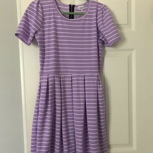 VGUC Lularoe LLR Lilac Striped Amelia Dress L